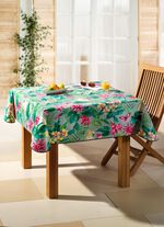 Gewaxt tafelkleed met bijpassende kleur biaisband MULTICOLOR