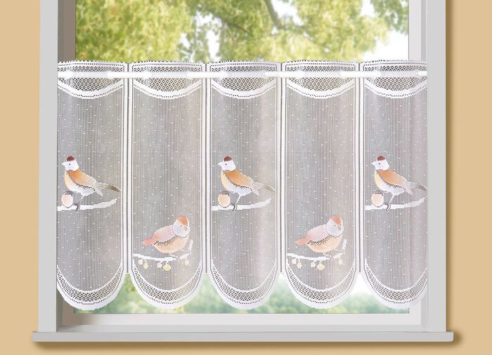 Handgekleurd kort gordijn met doortrekstang 