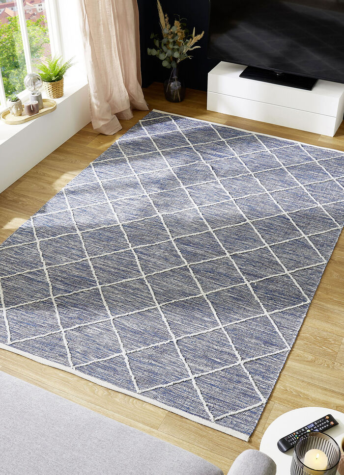 Moderne tapijten en karpetten van 100% katoen BLAU