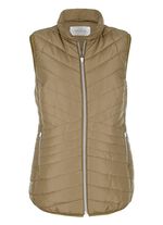 Gewatteerd vest met contrasterende biezen RIETGROEN