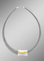 Moderne bicolorset van 925/- fijn zilver en staal 