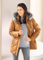 Jas met afneembare kunstbontkraag 