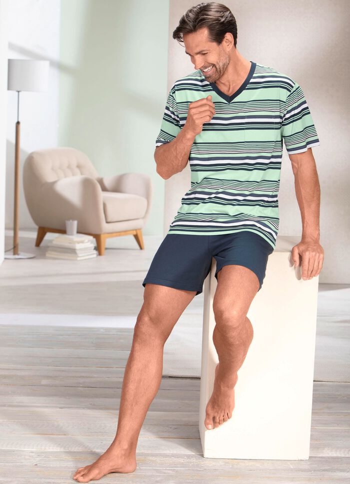 Set van twee shortys in een gestreept ontwerp met een V-hals 