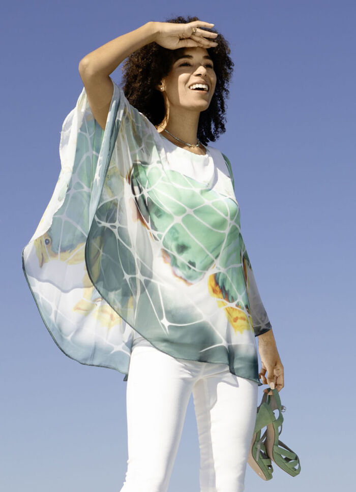 Poncho-tuniek met geïntegreerd tanktopje 