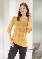 Shirt met contrasterende decoratieve platen in 2 kleuren MAÏS GEEL