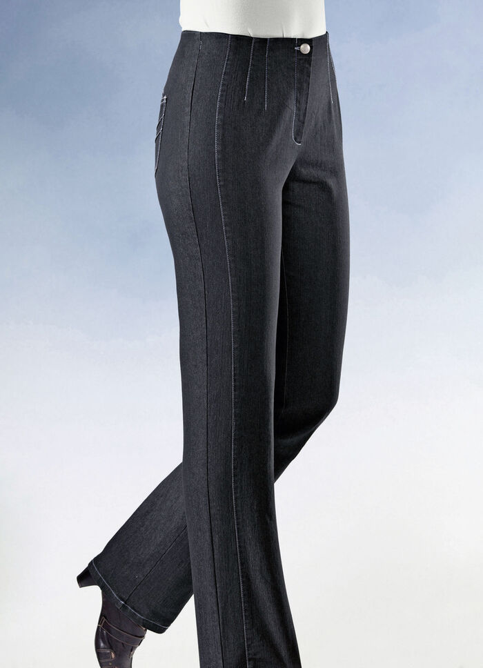 Jeans met figuurflatterende deelnaad ZWART