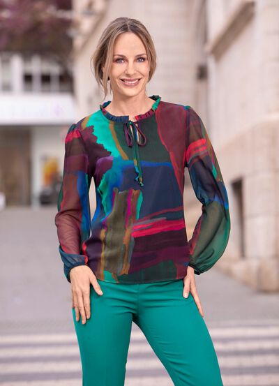 Tuniek met geplooide kraag 