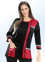 Trui met decoratieve contrasten ZWART-VUUR-ROOD-WIT