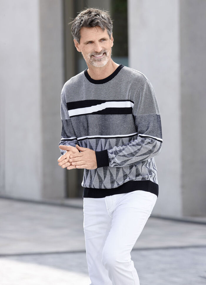 Trui met ronde hals ZWART-WIT