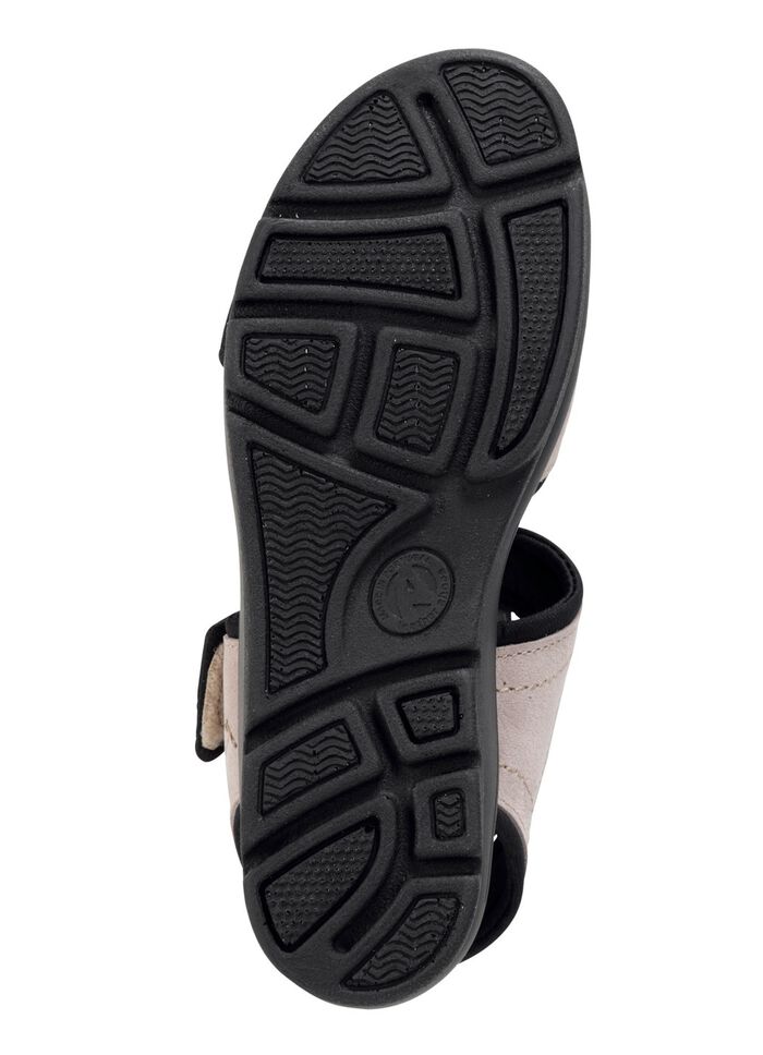 ELENA EDEN sandaal gemaakt van zacht nubuckleer en zwart elastisch materiaal BEIGE