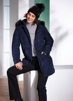 Lange jas met roofdierbontmotief 