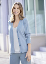 Cardigan met scheerwol en kasjmier BLEU MELIERT