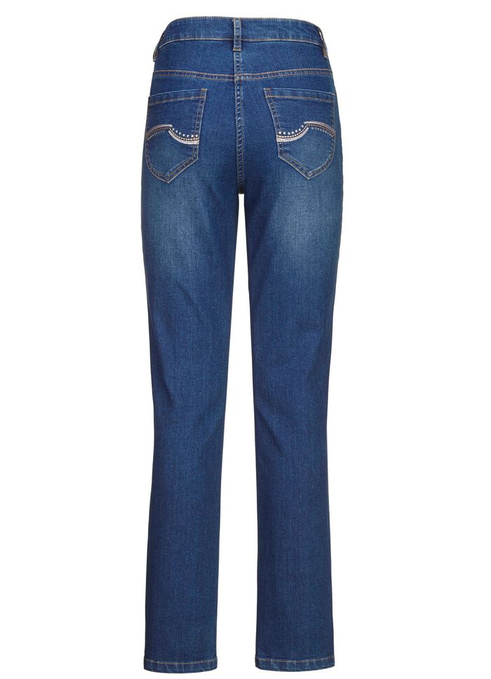 Jeans met mooie borduursels en glinsterende strass-steentjes 