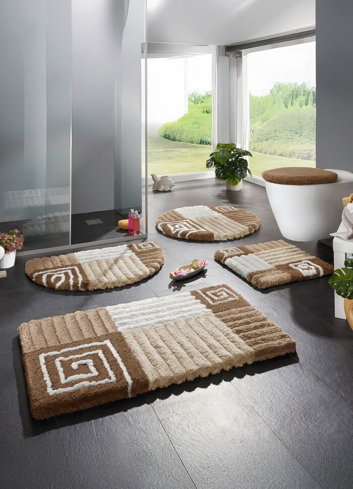 Badkamerset met antislip achterkant BEIGE