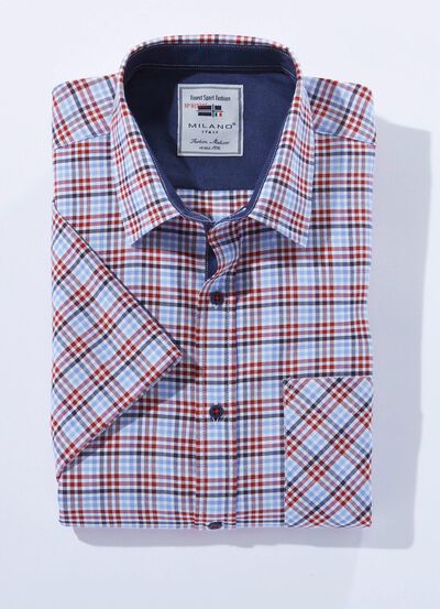 Geruit overhemd "Milano Italy" in 4 kleuren 