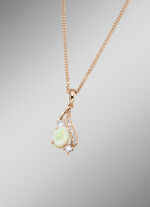 Kettinghanger met Singaporeketting, echt opaal en synth. zirkonia 