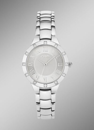 Kwarts dameshorloge van Pools met diamanten lunette 