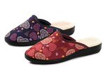 Set van twee gevoerde damespantoffels, breedte H, met textielprint 