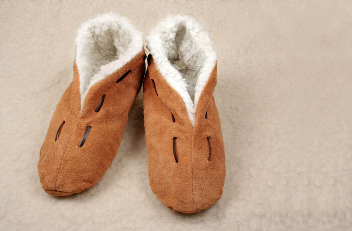 Pantoffels van bont BEIGE