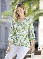 Shirt met 3/4-mouwen in 2 kleuren OLIJF-ECRU