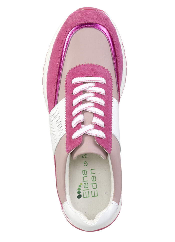 ELENA EDEN sneakers met decoratieve perforatie ROZE-WIT
