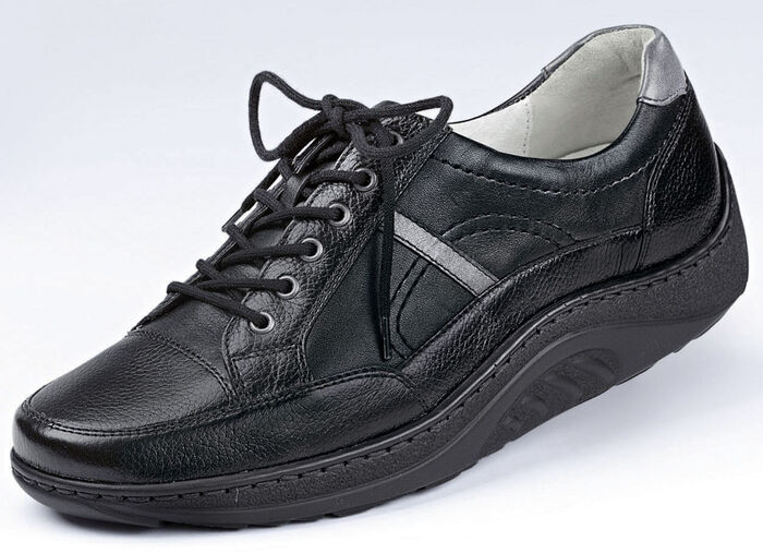 Waldläufer, comfortabele dames veterschoenen, breedte H, zool met afrolfunctie ZWART