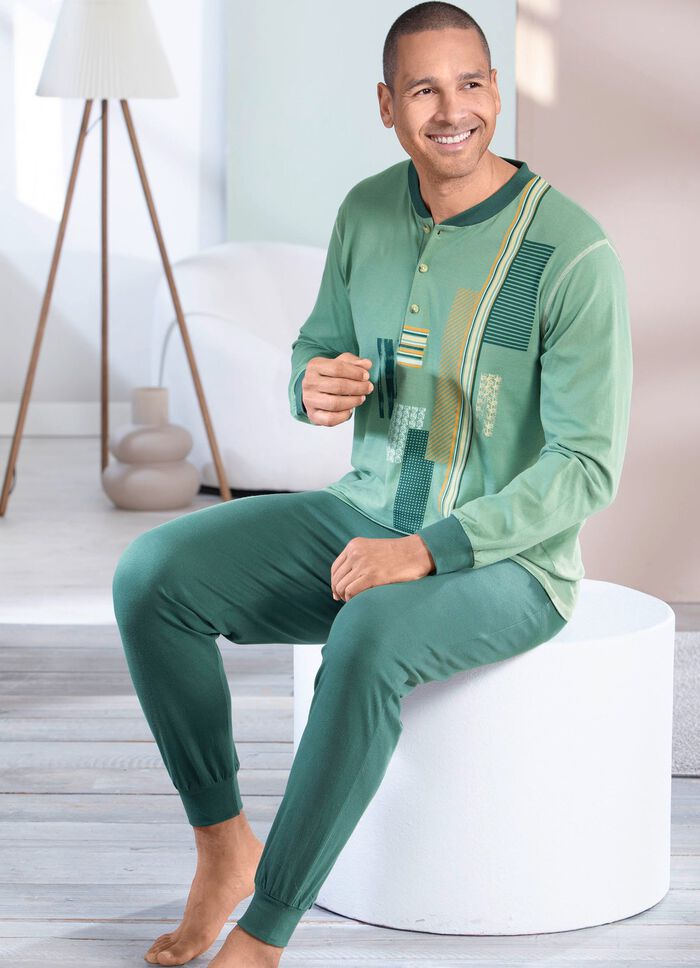 Pyjama met knoopsluiting en manchetten 