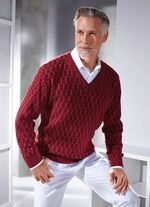 Trui met V-hals en structuurpatroon in 3 kleuren 