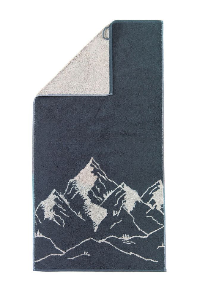 Badstofserie met geweven bergpanorama 