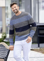 Trui met ronde hals BEIGE-BLAU-MARINE GESTREIFT