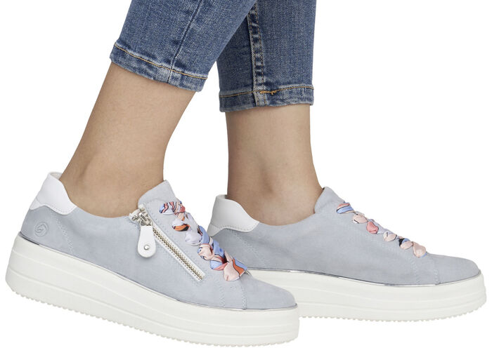 Remonte sneakers met kleurrijke vetersluiting BLEU-WEISS