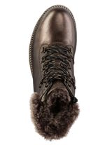 Remonte enkellaarzen met veters en pluche kraag DONKERBRONS