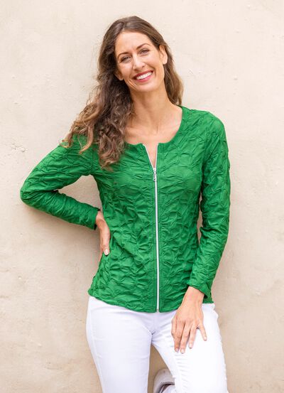 Overhemdjack met doorlopende ritssluiting 