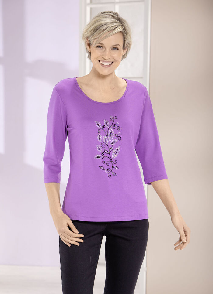 Shirt met strass steentjes in 2 kleuren PAARS