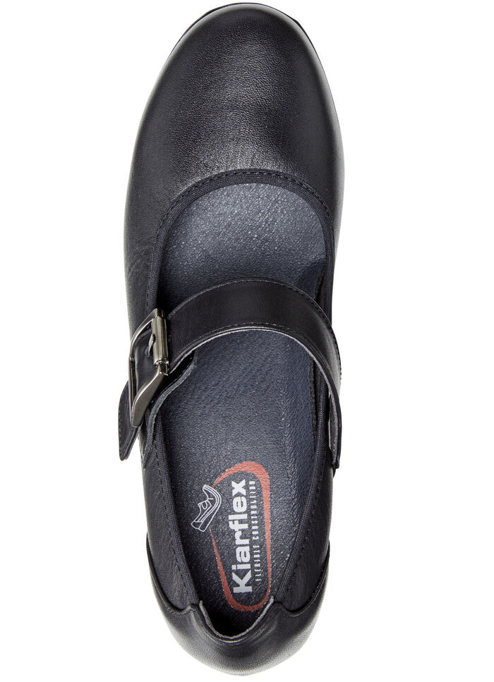 ELENA EDEN pumps met gesp van nappaleer met elastische inzet aan de zijkant ZWART
