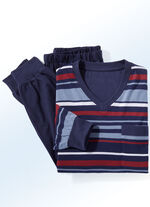 Set van twee pyjama's met V-hals en manchetten 