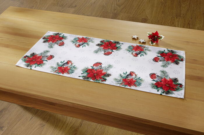 Tafel- en kamerdecoratie met schattige roodborstjes 