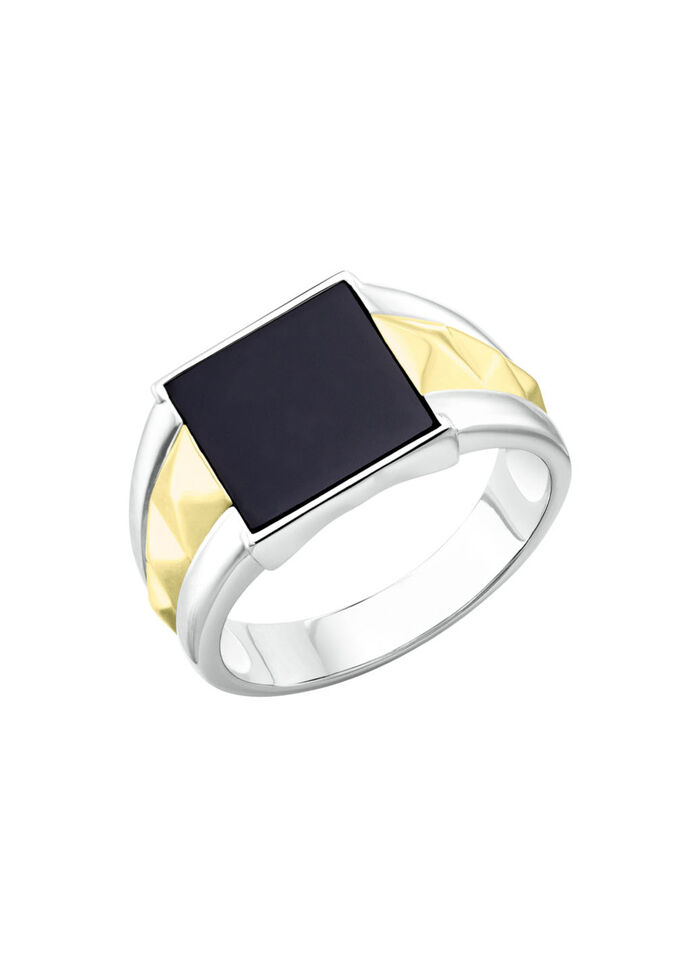 Herenring in bicolor met agaat 