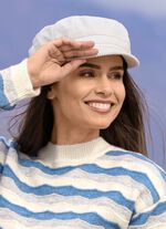 Elegante dames krantenjongenspet met elastiek aan de achterkant WIT