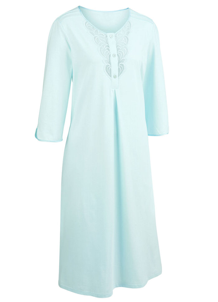 Nachthemd, kuitlang, met tule borduurwerk GLETSJER