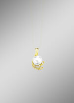 Elegante hanger met zoetwaterparel en synthetische zirkonia 