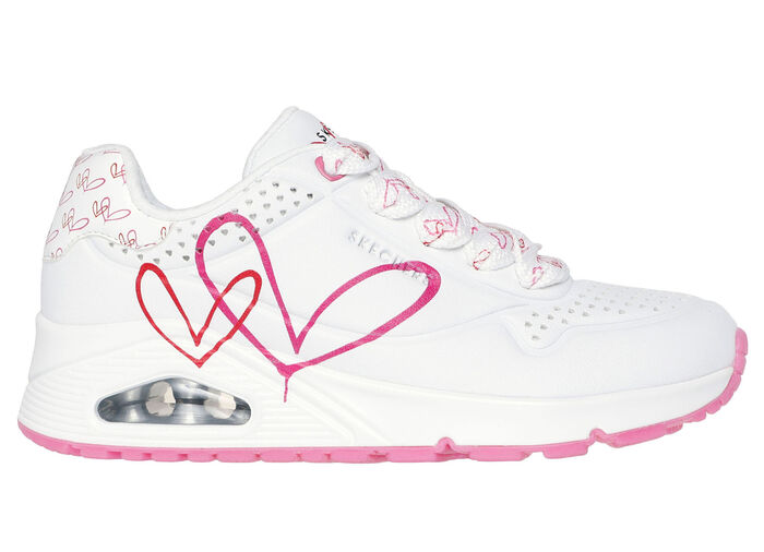 SKECHERS veterschoenen met schattige hartjesprint WEISS-PINK