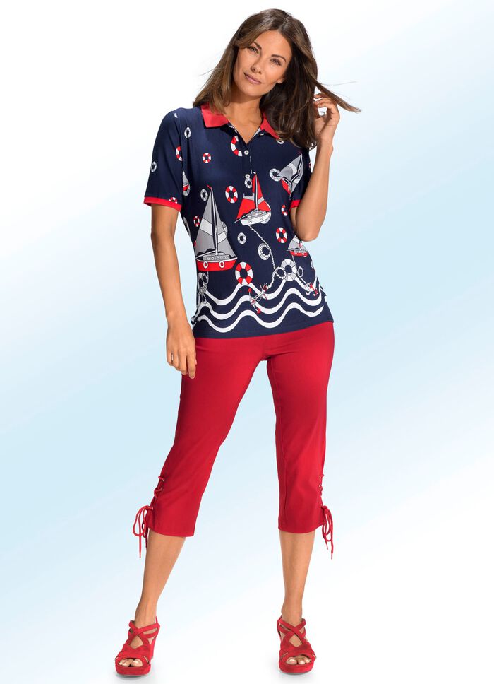 Capri-broek met verfijnde vetersluiting 