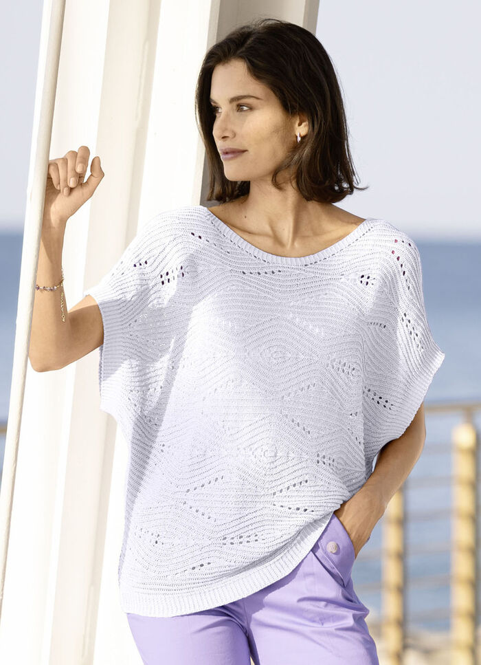 Trui in een kruisgebreid dessin WIT