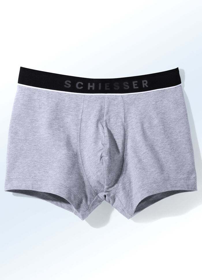 Schiesser driepack broeken met elastische tailleband 1X MARINE, 1X GRIJS GEVLEKT