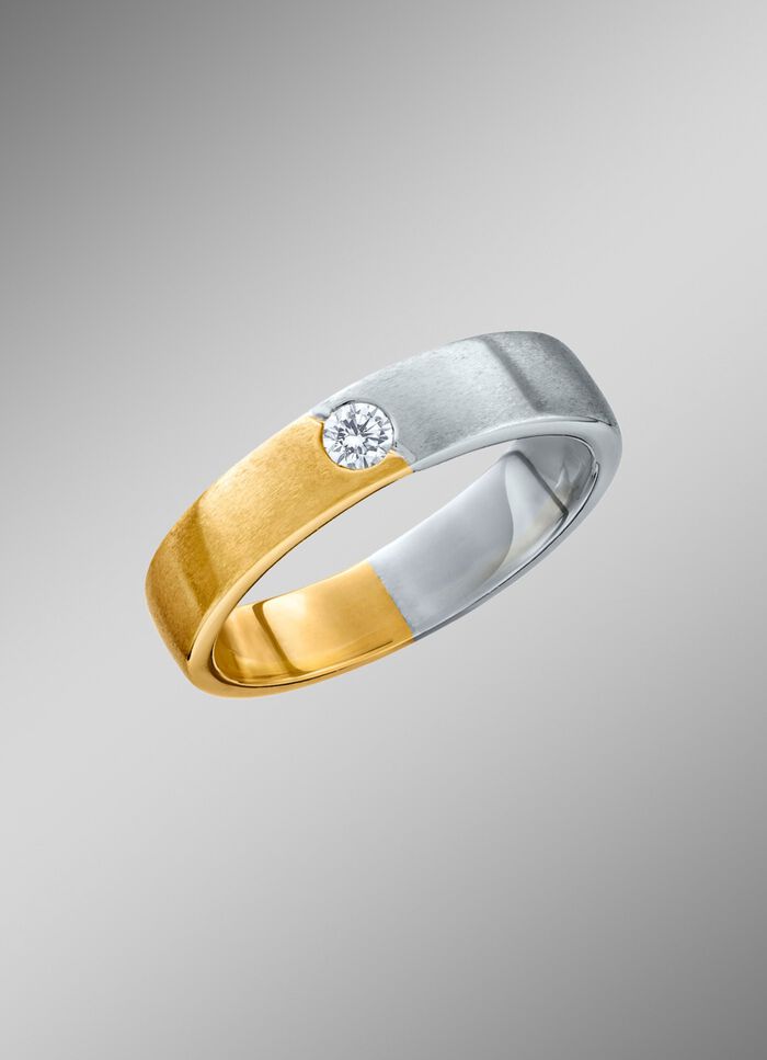 Kostbare damesring in platina en geel goud 