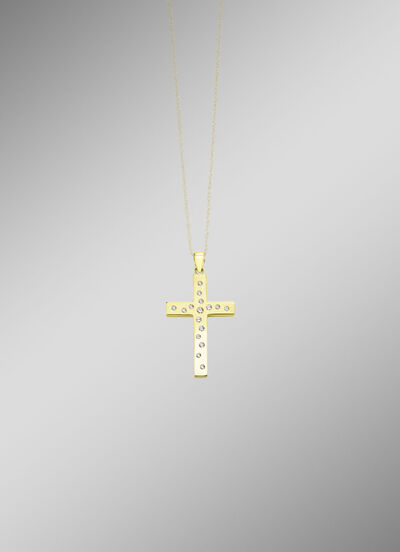 Dubbelzijdige kruishanger met synthetische zirkonia 