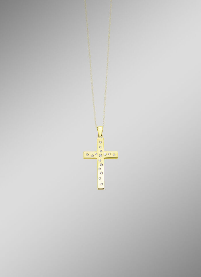 Dubbelzijdige kruishanger met synthetische zirkonia 