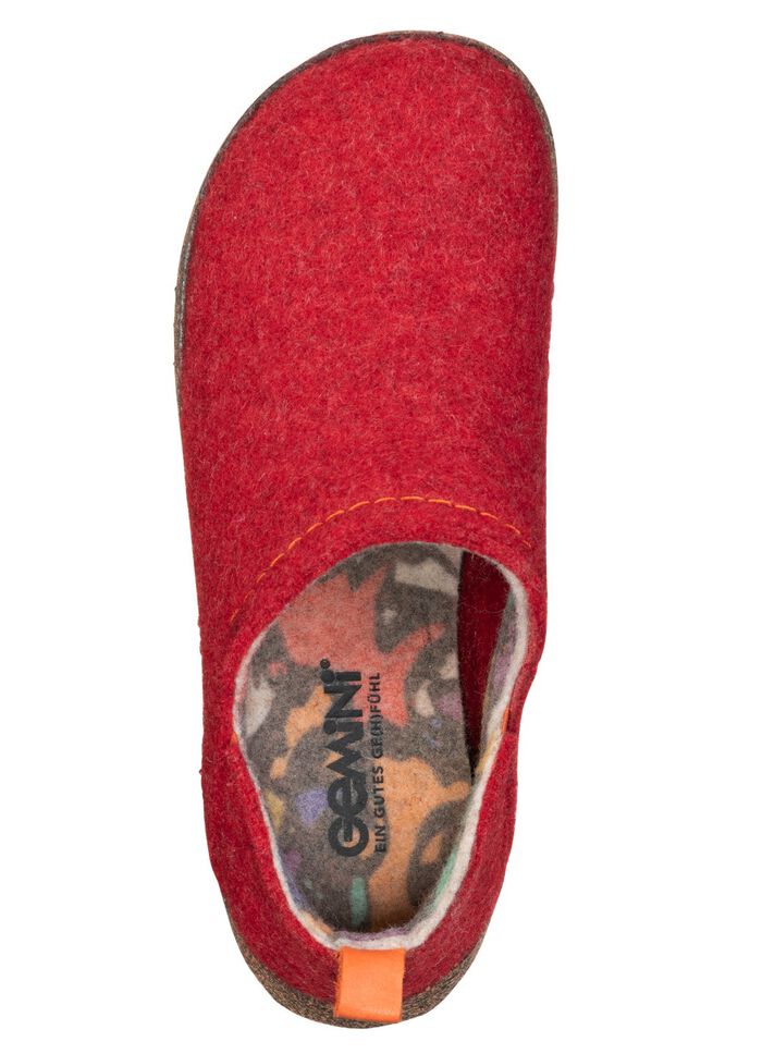 Gemini, comfortabele damespantoffels, breedte G, met uitneembaar voetbed ROOD