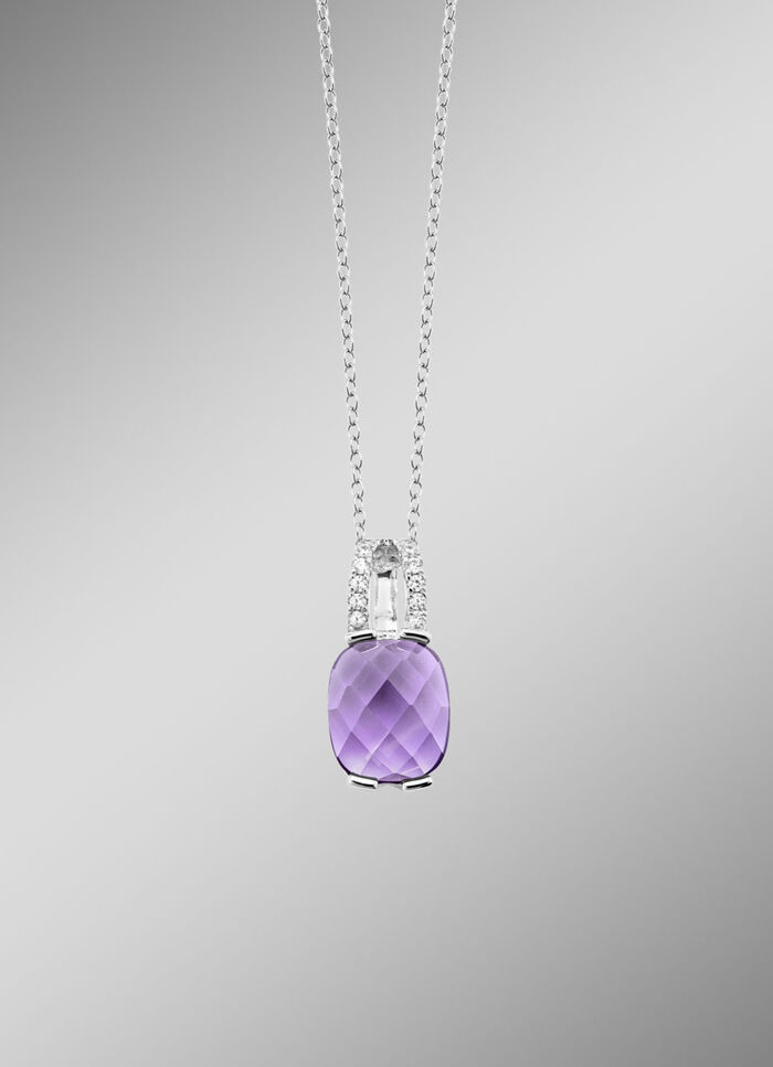 Magische elegantie: hanger met echte amethist en ankerketting 